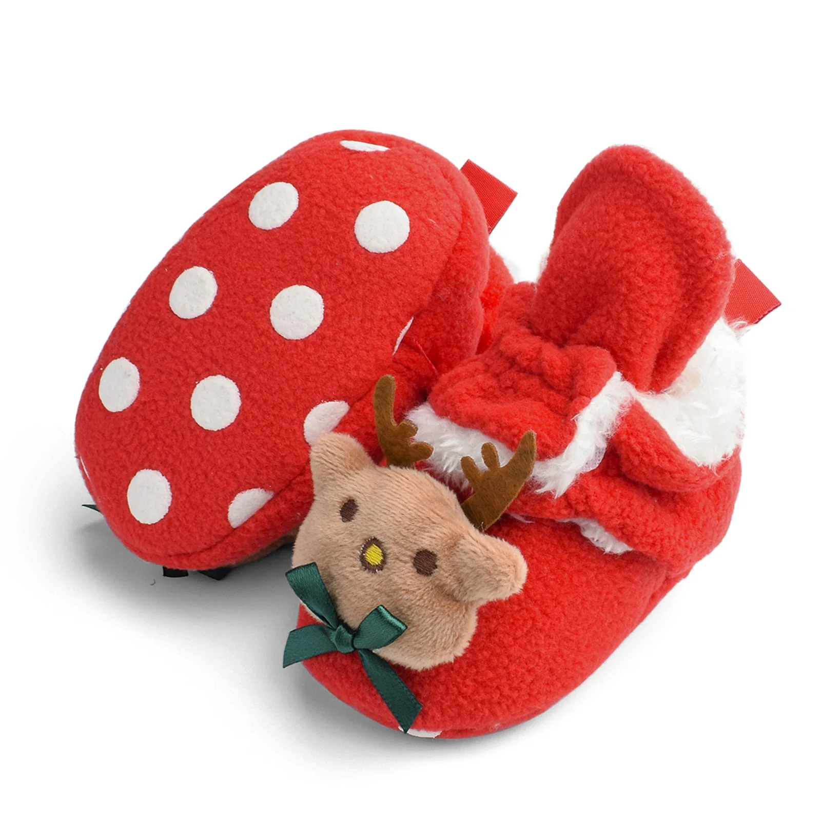 Winter Warm Baby Girl Boys Boots Christmas Plush Fleece Newborn Crib Shoes Cartoon Animal Toddler Infant Walking Shoes Booties