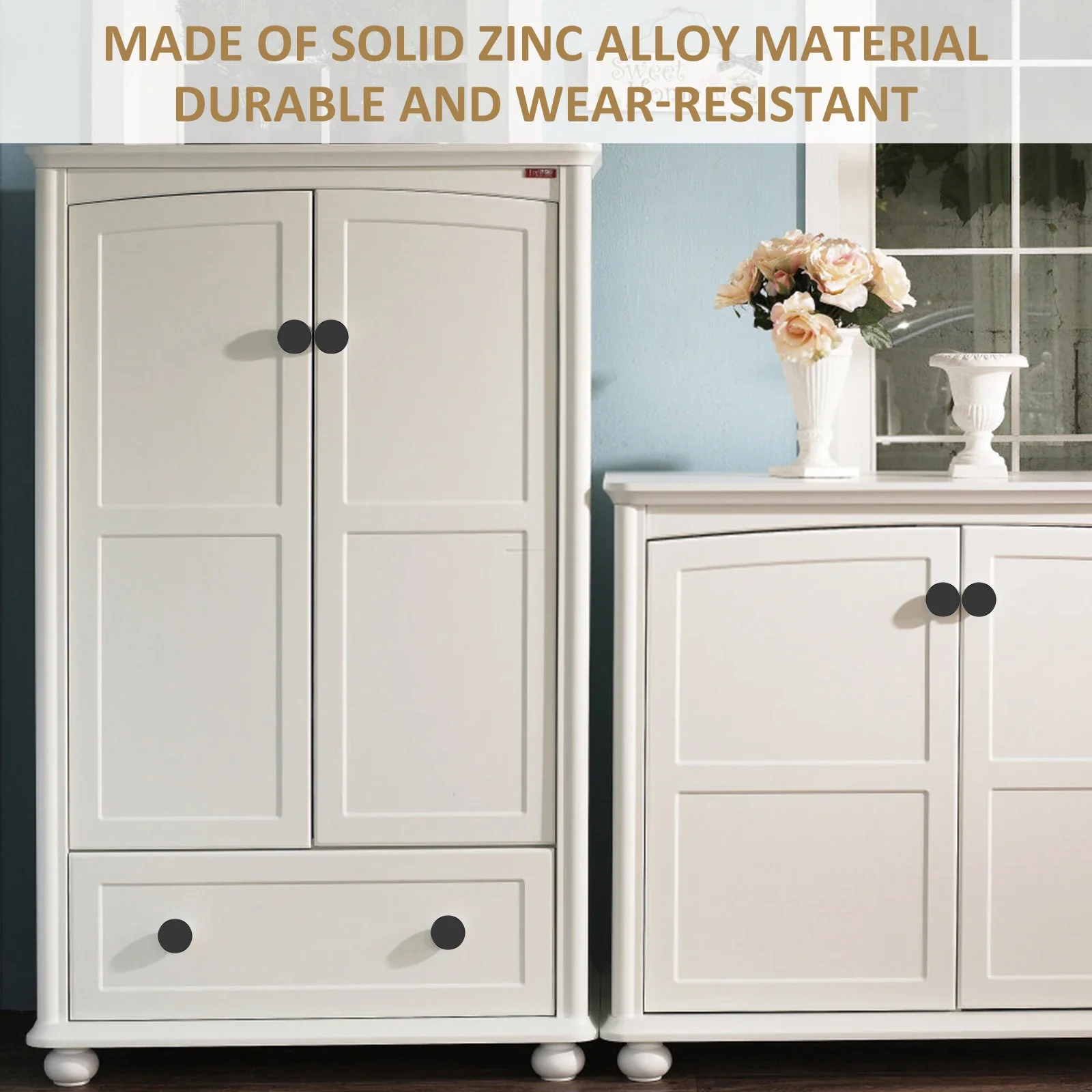 Furniture Handles Copper Cabinet Knobs Wardrobe Dresser Drawer Knobs Kitchen Cupboard Hardware Round Cabinet Door DIY
