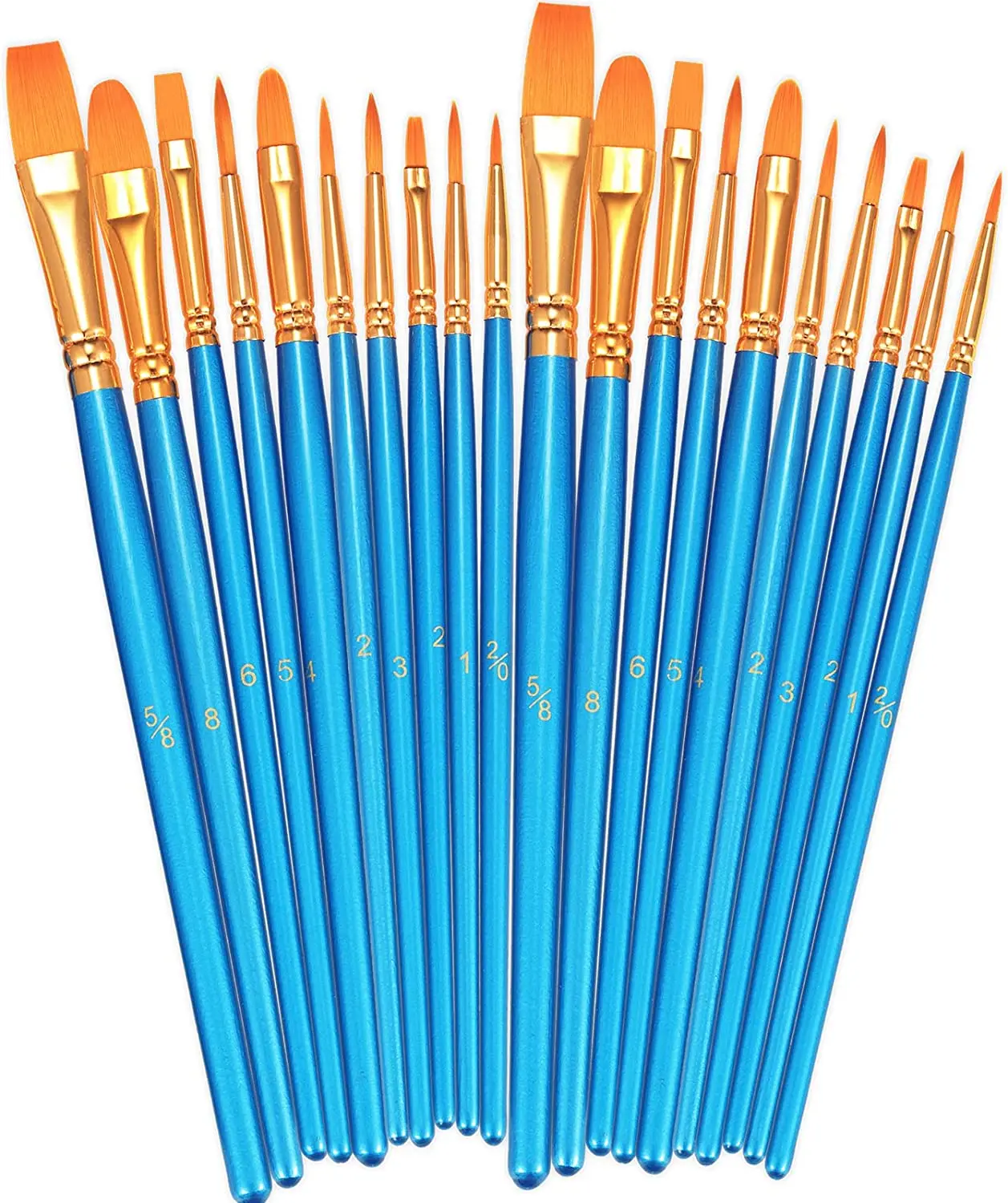 Paint Brushes Set,20 Pcs Round Pointed Tip Paintbrushes Nylon Hair