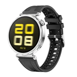 Premium 18mm Nylon and Silicone Watch Strap Bracelet for WATCH GT 5 Pro 42mm (Black)