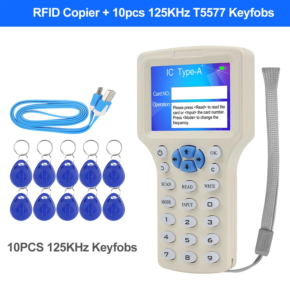 Lettore RFID NFC, Lettore Intelligente Portatile 125 Khz 13,56 Khz, Copiatrice, ICID Dual Band Uso, LED Light Prompt E Interfaccia USB Full Speed Contiene 5 Schede A Doppia Frequenza IC ID - Foto 12