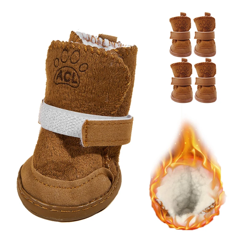 Dog Shoes Winter Comfortable Warm Shoes Pet Dog Chihuahua Boots Outdoor Snow Walking Non-slip Puppy Sneakers 4Pcs
