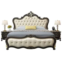 Ensemble de chambre à coucher moderne sculpté noir, ensemble de chambre à coucher en cuir et bois de princesse haute, meubles de maison de luxe humains 6