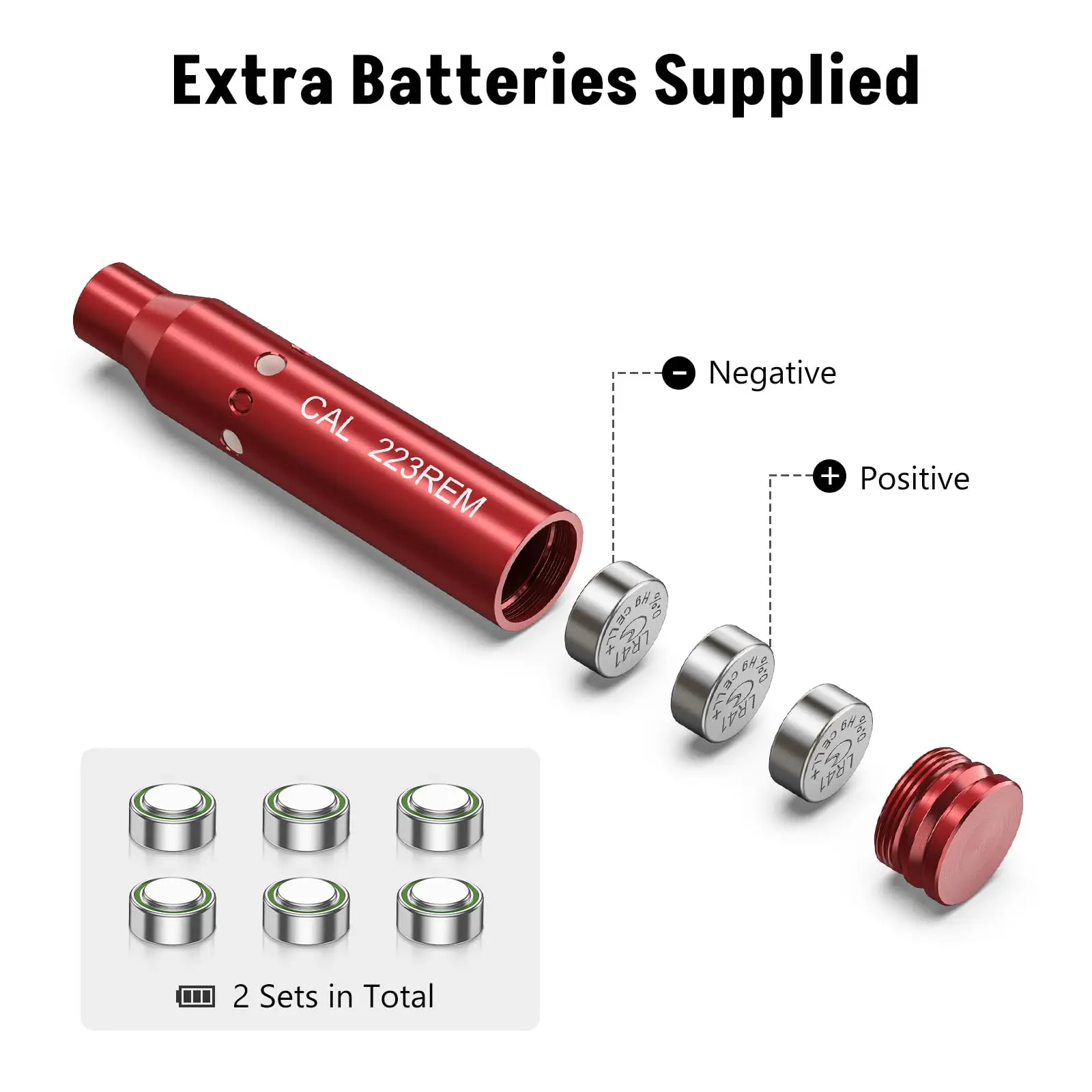 Laser Bore Sight MidTen Red 223 5.56mm Chamber With Batteries