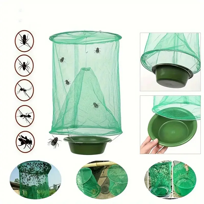 Fly Trap 1pc Garden Protector Pest Control Fly Catcher Reusable Hanging Fly Catcher Cage Net Trap Farm Hanging Bird