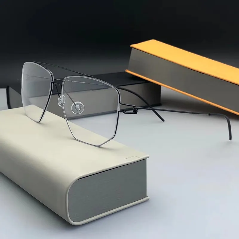 Dänemark Pilot Square Männer Brille Rahmen EDWIN Doppel Strahl Ultraleicht Titan Brillen Frauen Schraubenlose Business Retro Brillen – Detail 18