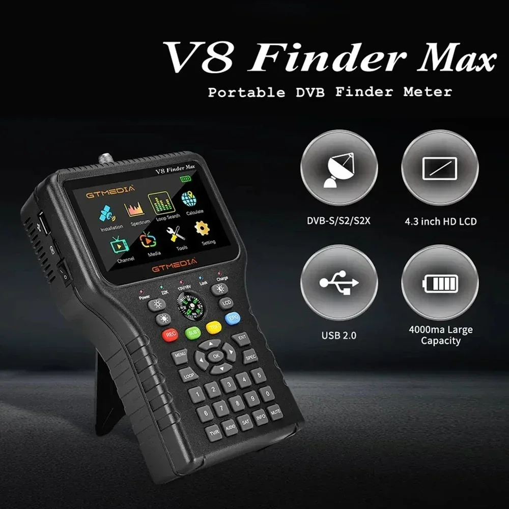 V10ファインダーマックスHD衛星テレビ信号ファインダーDVB-S / S2 S2X信号メーター衛星ファインダーH.265衛星アンテ V10  Finder Max+ DVB-S2/S2X 衛星ファインダー信号メーター AHD CCTV H.264/H.265(10  V10ファインダーマックスHD衛星テレビ信号ファインダーDVB-S / S2 ...