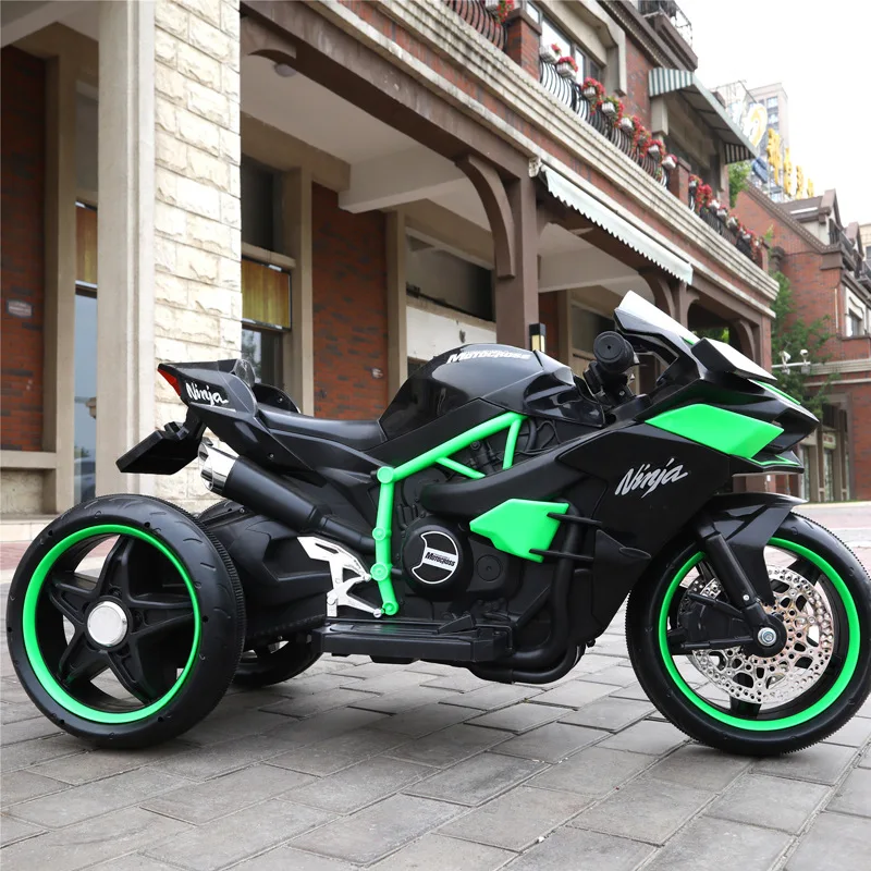 New Children's Electric Three-wheeled Motorcycle Battery Rechargeable Child Baby Can Sit Double-drive Large Toy Motorcycle