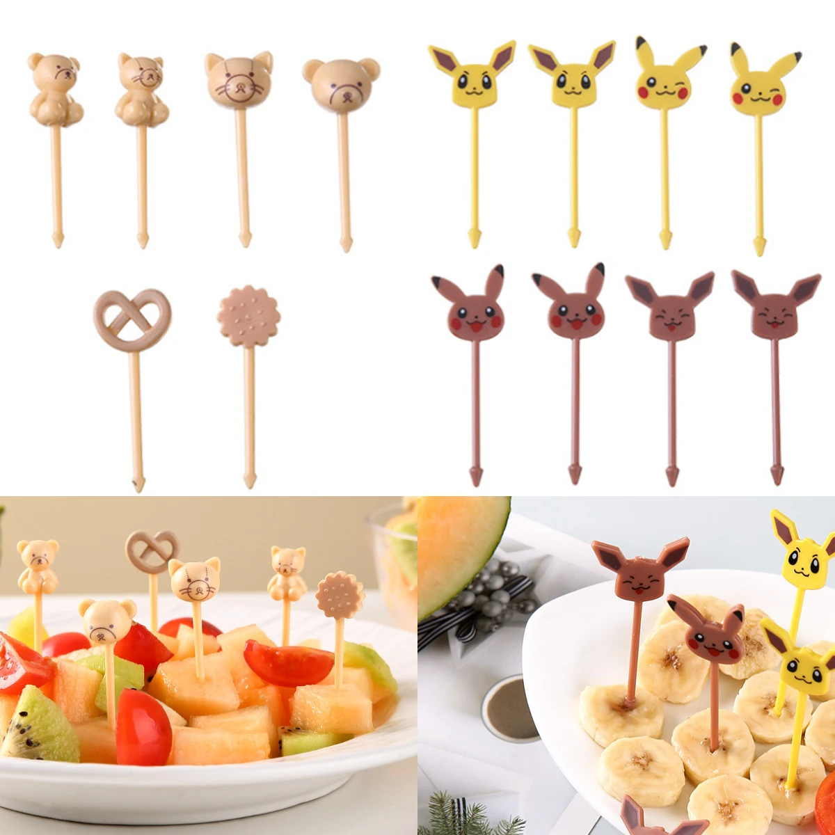 Kids Food Picks Cartoon Fruit Fork Suitable for Toddler Lunches Decorative Food Picks Reusable Lunch Box Toothpick Set