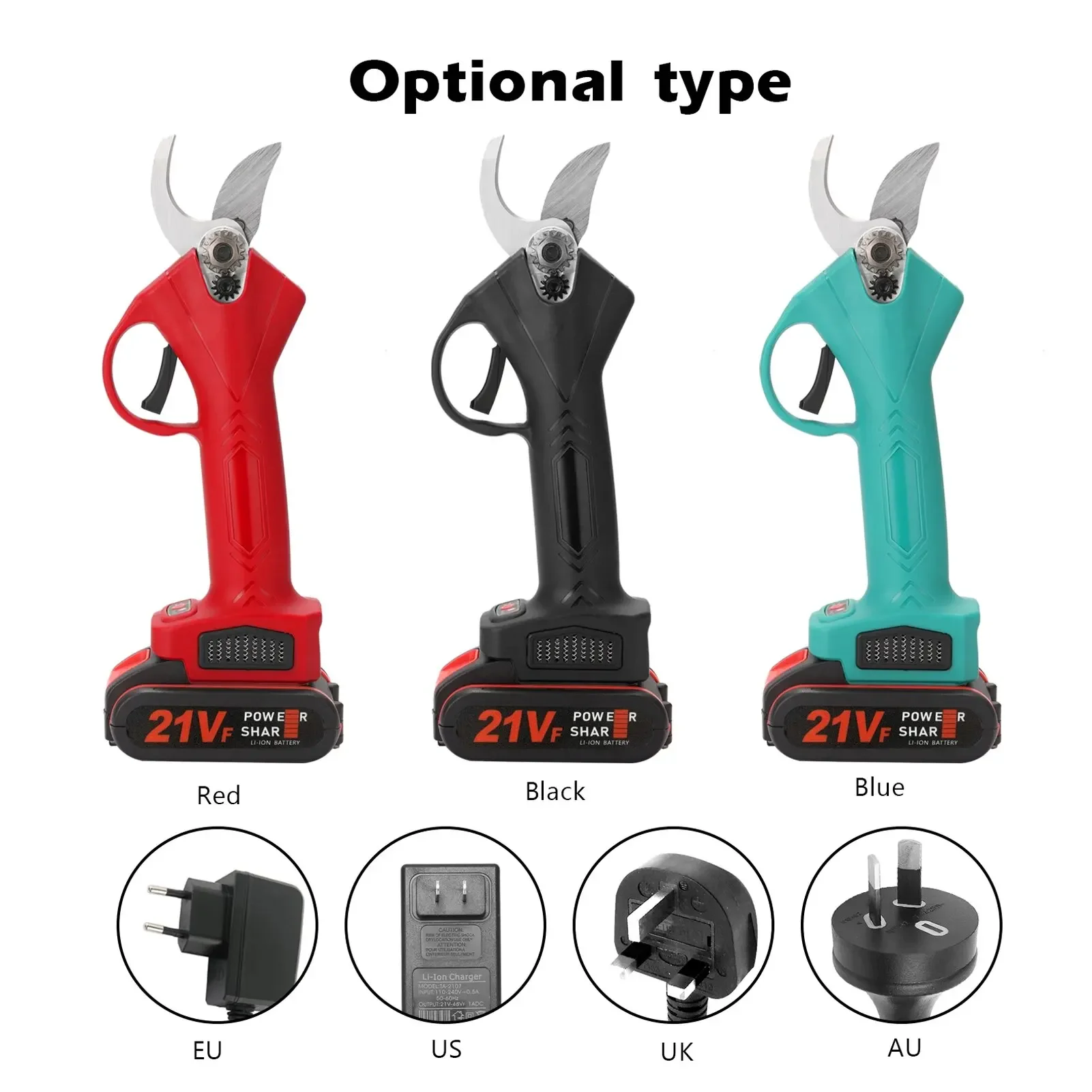 Hot Sell Scissors Cordless Electric Pruner 88VF 21V 30mm Electric Pruner Rechargeable Battery Pruning Shears Garden Cutter 4