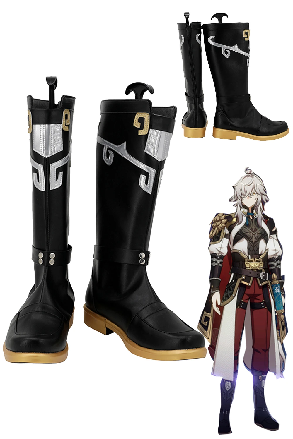 

Jing Yuan Cosplay Shoes Fantasy Costume Accessories Game Honkai Star Rail Disguise Boots Adult Men Halloween Party Suits Props