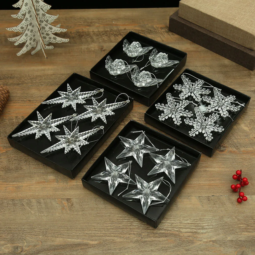 16 Iridescent Snowflake Star Ceiling Decorations - 3 Pc.