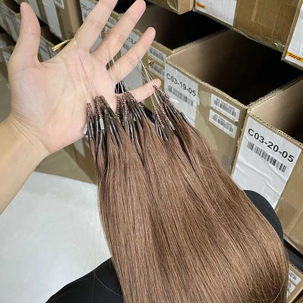 2# 8D Human Hair Natural Straight Dark Brown Nano Ring Hair Extensions 12 16 20 inch Lightweight 50 strands/pack