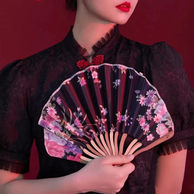 Ventaglio Cinese Pieghevole - Seta Con Frange, Design Tradizionale, Per Matrimoni E Danza - Foto 7