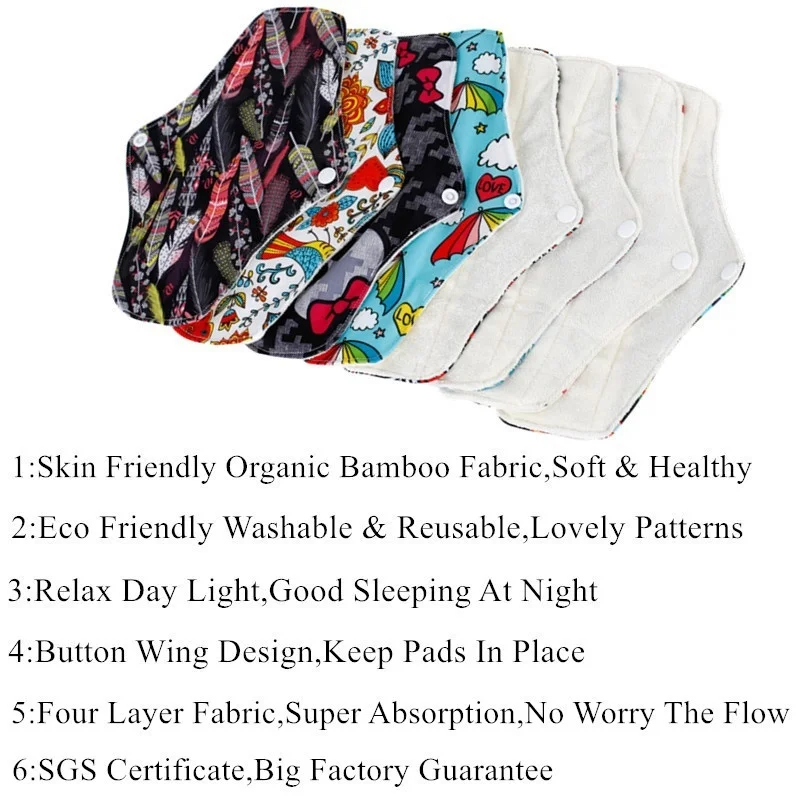 10pc Reusable Menstrual Panties Pads Monthly Period Gaskets Women's Washable Sanitary Napkin Lady Menstrual underwear Cloth Pads 3