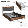 Queen Size Bed Frame with Storage Headboard and Charging Station, 4 Storage Drawers, LED Lights, Metal Support, Bed Frame 2