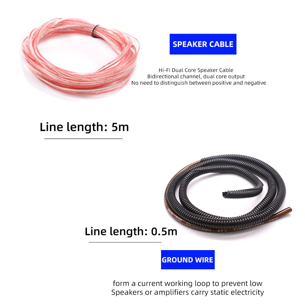 6/10GA Car Audio Amplifier Cable 60AMP Subwoofer Power Copper Clad Aluminum Installation Wiring Kits Vehicle Modification Parts