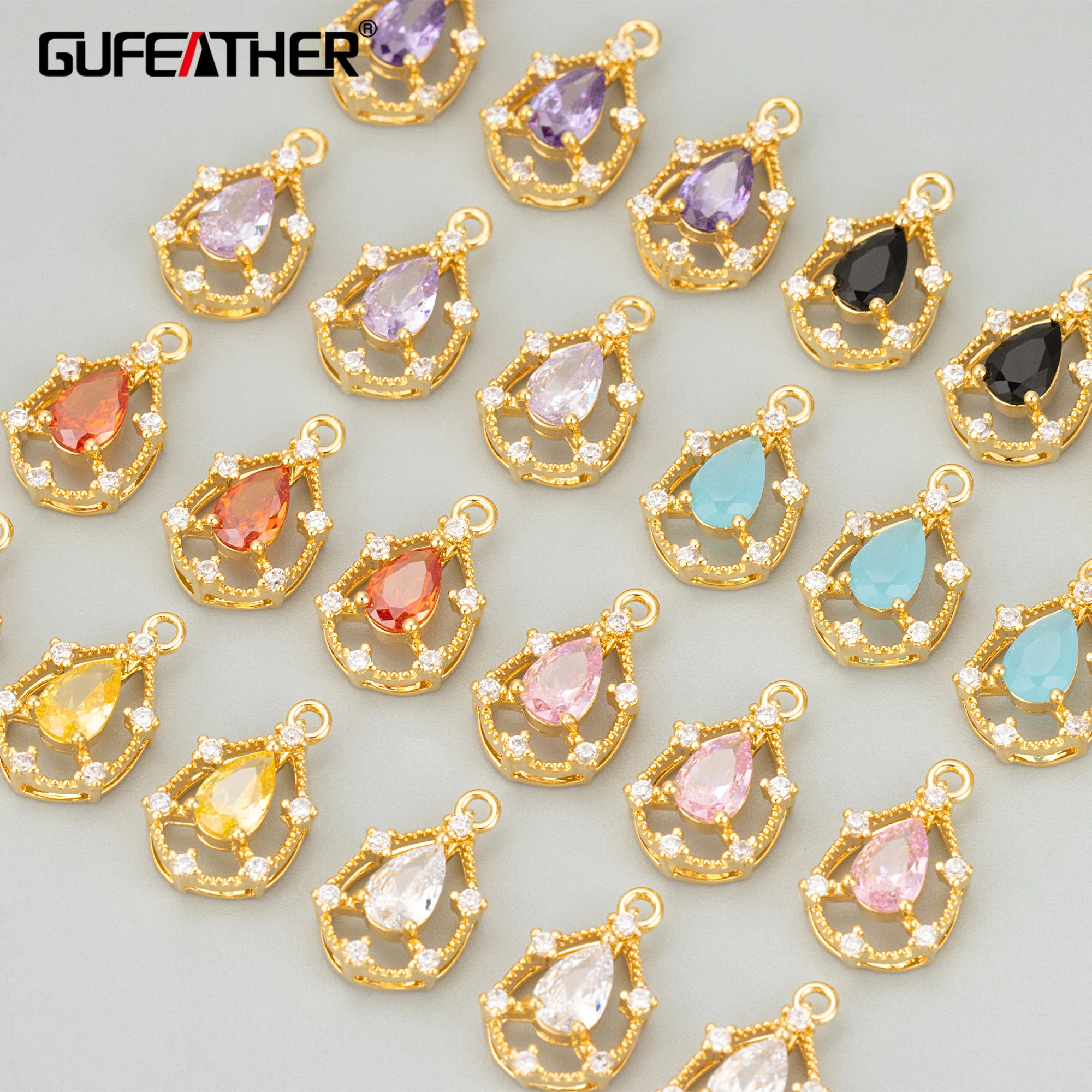 

GUFEATHER ME72,jewelry accessories,18k gold rhodium plated,copper,zircons,hand made charms,diy pendants,jewelry making,6pcs/lot