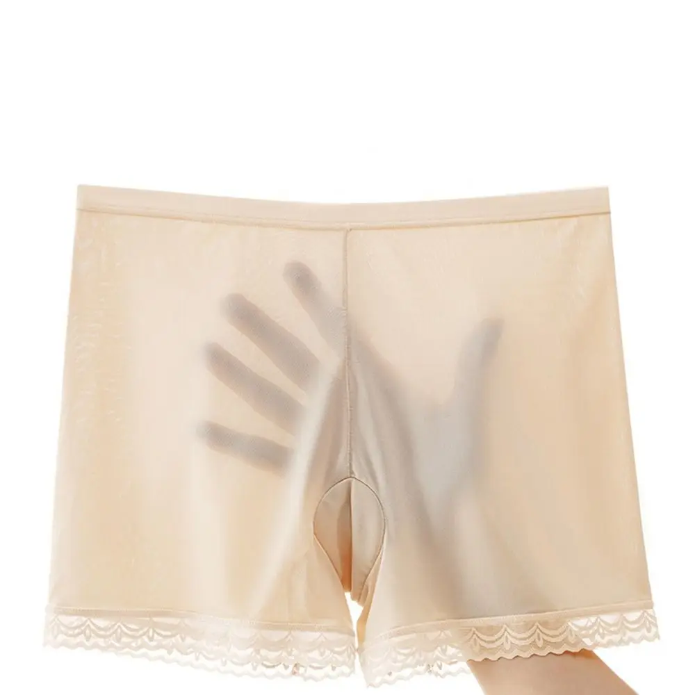 

Ледяная шелковая Антибликовая женская юбка, Хлопковые женские трусы-боксеры с промежностью, шорты, безопасные короткие штаны, женская пижама
