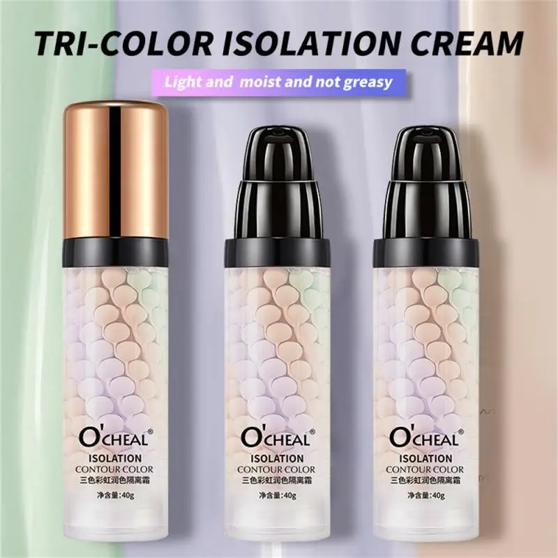 40g 3-Color Isolation Cream Facial Primer Makeup Primer Moisturizing Refreshing Concealer Oil Control Brighten Tone