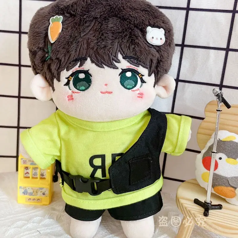 Kpop 20CM Idol Doll Clothes Green T-Shirt Camouflage Hat Dolls Accessories TNT Taehyung JIMIN SUGA Chanyeol Got7 Fans Collection 6