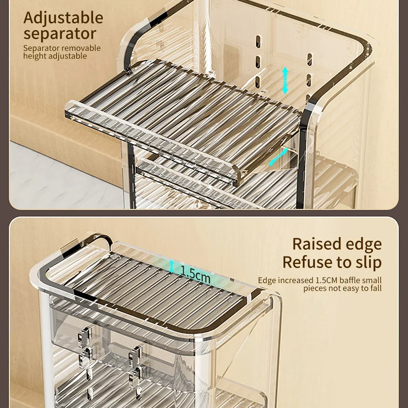 Acrylic Plastic Makeup Organizer Storage Box Lipstick Jewelry Display Organizer Transparent Cosmetics Case Brush Holder 5
