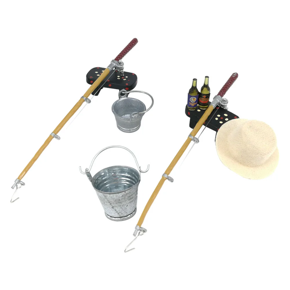 

1 Set of Simulation Fishing Toys Miniature Fishing Toy Decors Miniature House Supply