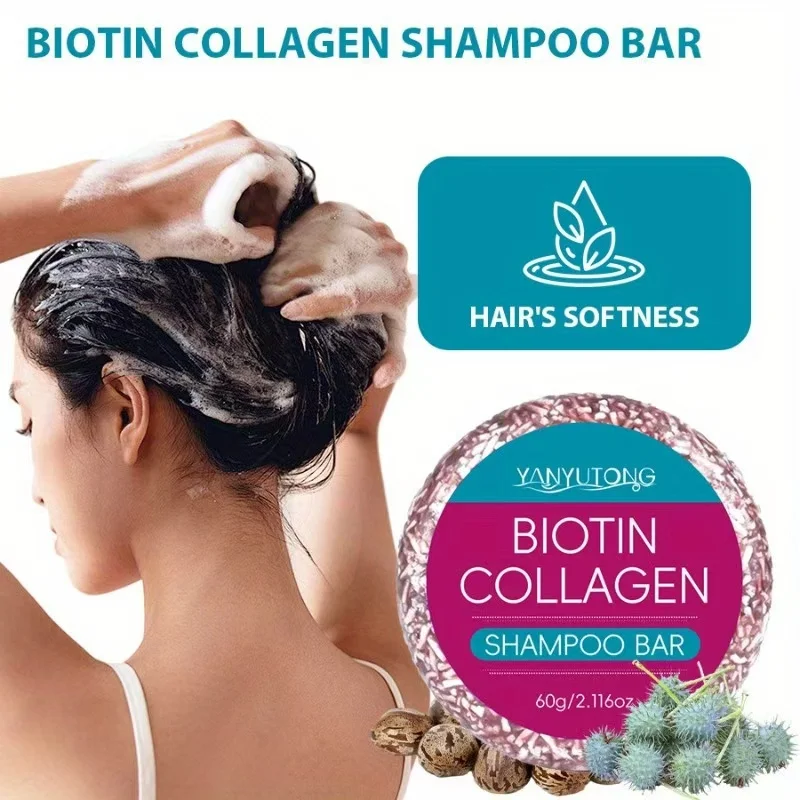 סבון שמפו ביוטין, סבון קולגן לשיער, טיפוח שיער ניקוי עמוק, לחות, אוניסקס, מתאים לכל סוגי העור