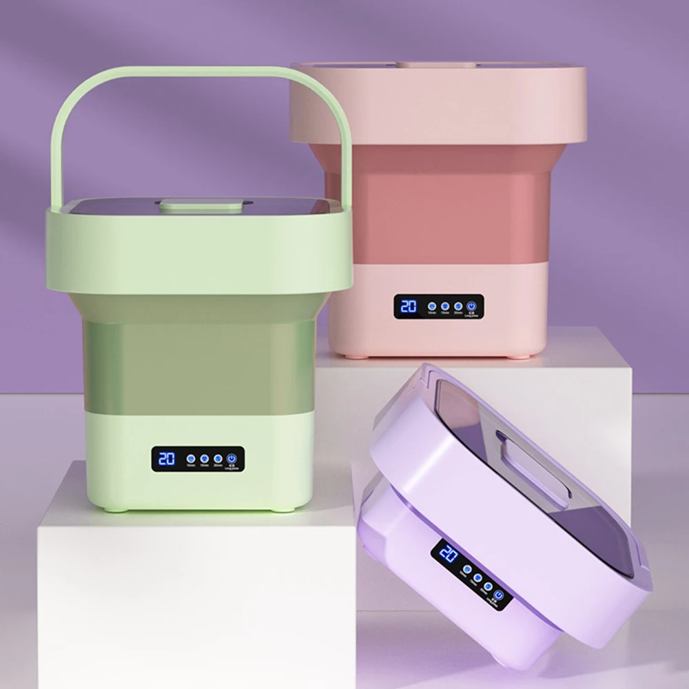 

Portable Washing Machine Folding Large Capacity Clothes Spin Dryer Bucket Travel Underwear Socks Ultrasonic Home Cleaning Washer