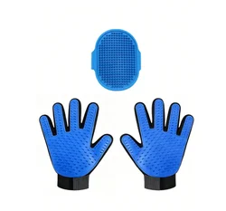 Ultimate Pet Grooming & Deshedding Glove Set with Massage Bath Brush (3pc Pet Grooming Kit)