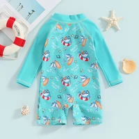 0-24 Months Baby Boy Swimsuit Shark Rashguard Swimsuit Long Sleeve Zipper Swimwear Swimming Suit Beach Sunsuit Bathing Suit 3