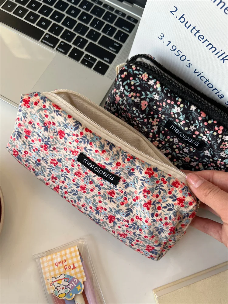 연필 케이스 자수 학생 한국어 편지지 보관 가방 소녀를위한 카와이 케이스 휴대용 다시 학교로