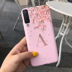 Cute Letters Silicone Phone Case Cover for Galaxy A7 2018 (PINK - A)