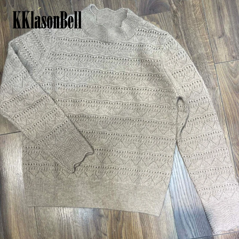 

11.6 KKlasonBell Fashion Hollow Out Cashmere Knitted Long Sleeve Pullover Sweater Women