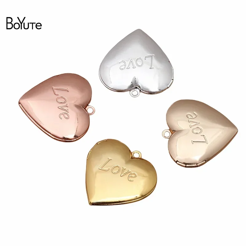 

BoYuTe (10 Pieces/Lot) 29*27MM Heart Shape Love Locket Pendant Charms Diy Hand Made Open Photo Locket Jewelry Accessories