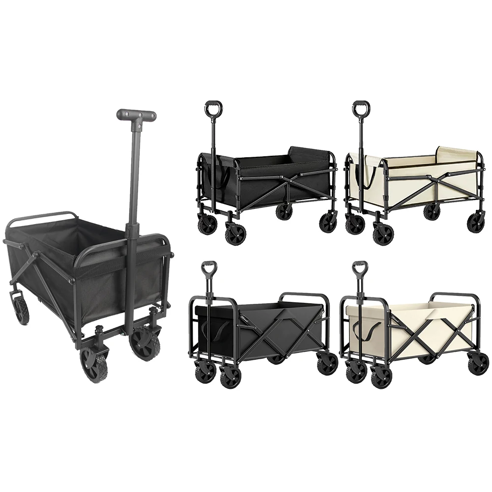 Folding Trolley Outdoor Portable Cart Large Capacity Heavy Duty Carrier Handcart Camping Wagon Beach Picnic Wheeled Cart