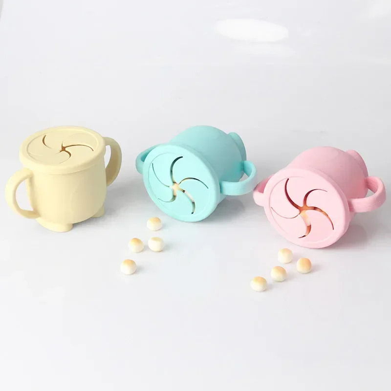 Kids Cup Silicone Food Storage Box Solid Color Baby Sippy Cup Portable Children Snacks Container with Lid Scale BPA Free 200ml - Image 3