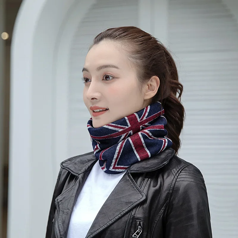

Autumn Winter New Women Printing Knit Neck Cover Warm Ring Scarf Female Fashion Fleecing Neckerchief Spring Wind Protection Men
