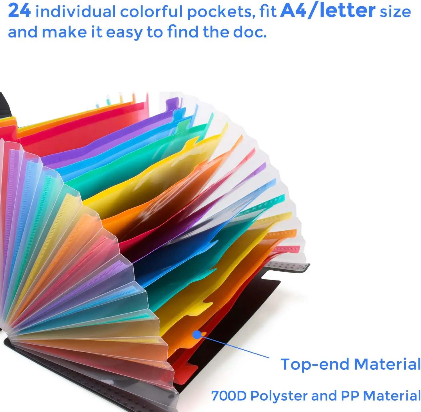 12/24 Pockets Expanding File Folder A4 Letter Size Portable Document Holder Filing Folder Desk Storage Accordion File Product