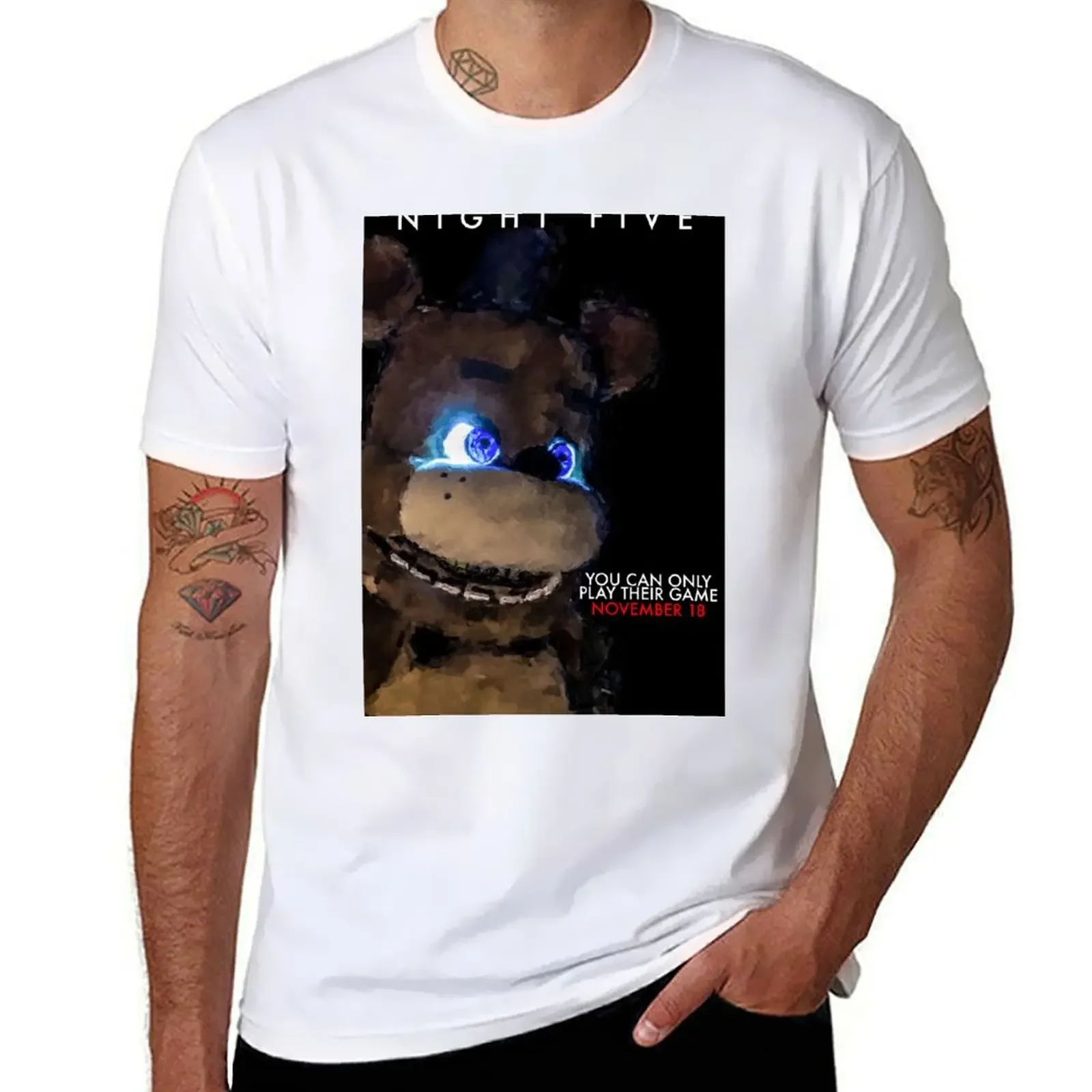 Night Five Animatronic Poster 4 T-Shirt Oversize Plus Size Funnys Abbigliamento Uomo