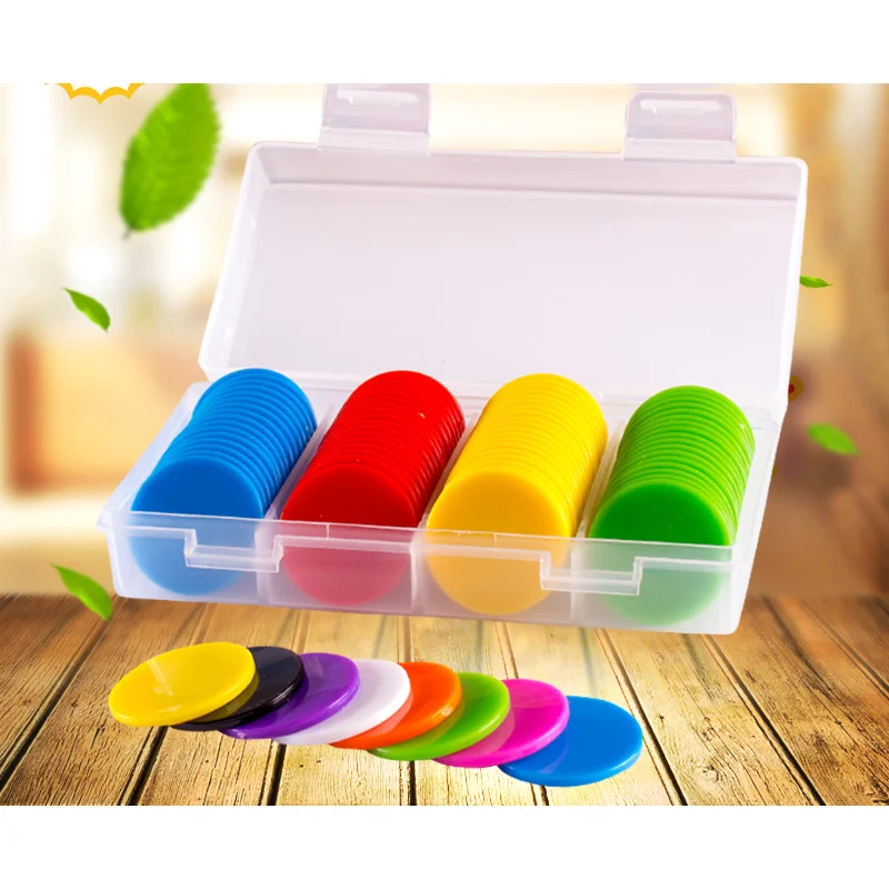 Plastic Poker Chips Casino Bingo Markers for Fun Family Club Carnival Bingo Game Supplies 25mm 9 Colors 100Pcs poker chips math bingo chips