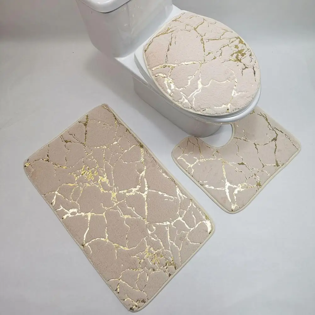 3Pcs/Set Bathroom Set Non-slip Toilet Carpet Shower Rug Marble Toilet Lid Cover Bathroom Rug Bath Mat Accessories bathroom mats