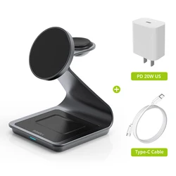 Stazione di Ricarica Wireless 3-in-1 Bonola con Uscita di 30W