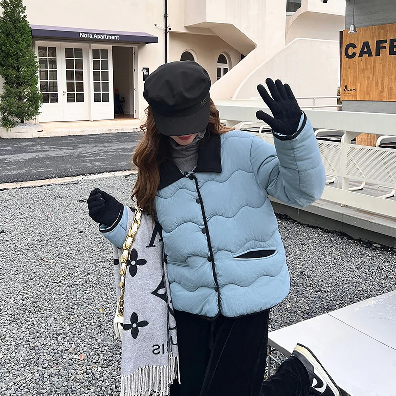 

Korean lapel light down cotton-padded jacket women's 2023 new casual coat