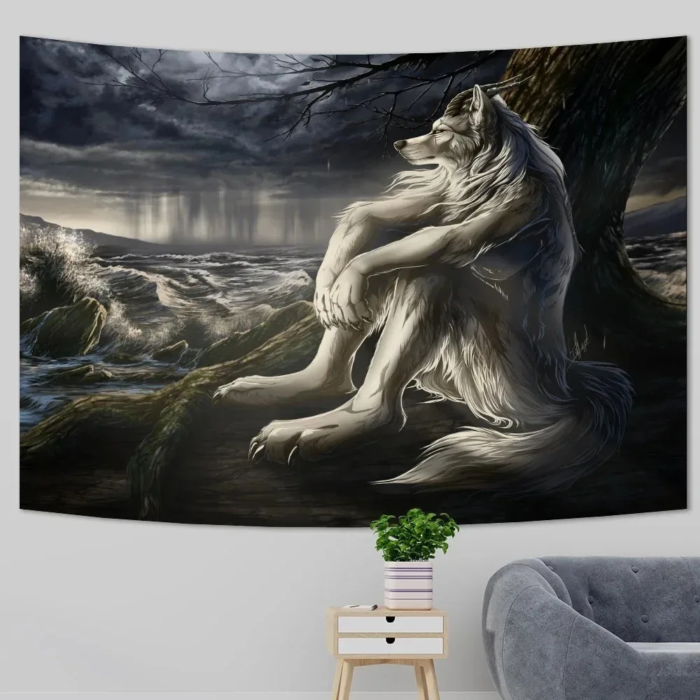 Sad Alpha Wolf Meme Tapestry: The Perfect Blend of Dark Aesthetic and  Emotional Expression for Your