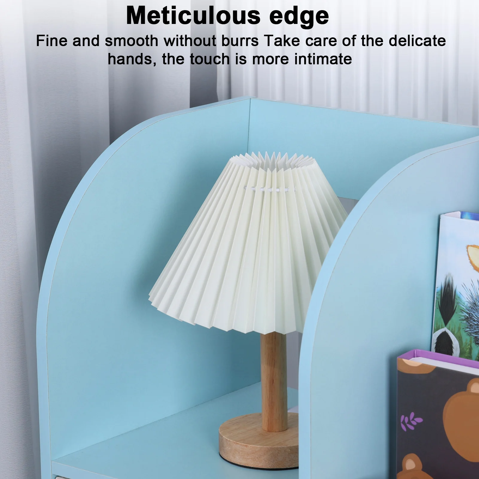Children's Bookshelf Cartoon Books Rack Floor Simple Child Book Shelf Home Bookcases Furniture Bookshelf Rack 4-Tiers Book Slots 6