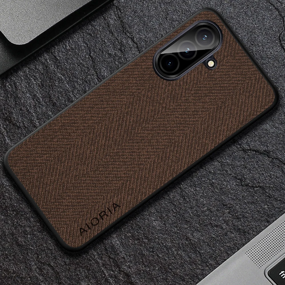 Luxury Textile Leather Phone Case Cover in Black