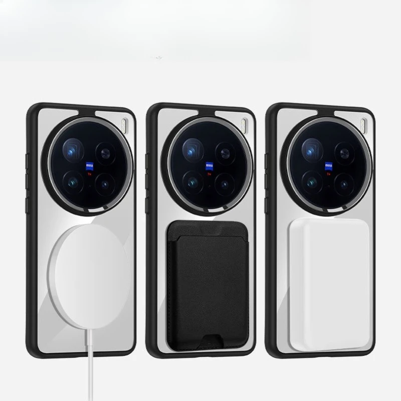 Luxury HD Magnetic Acrylic Back Cover with Wireless Charging Bumper