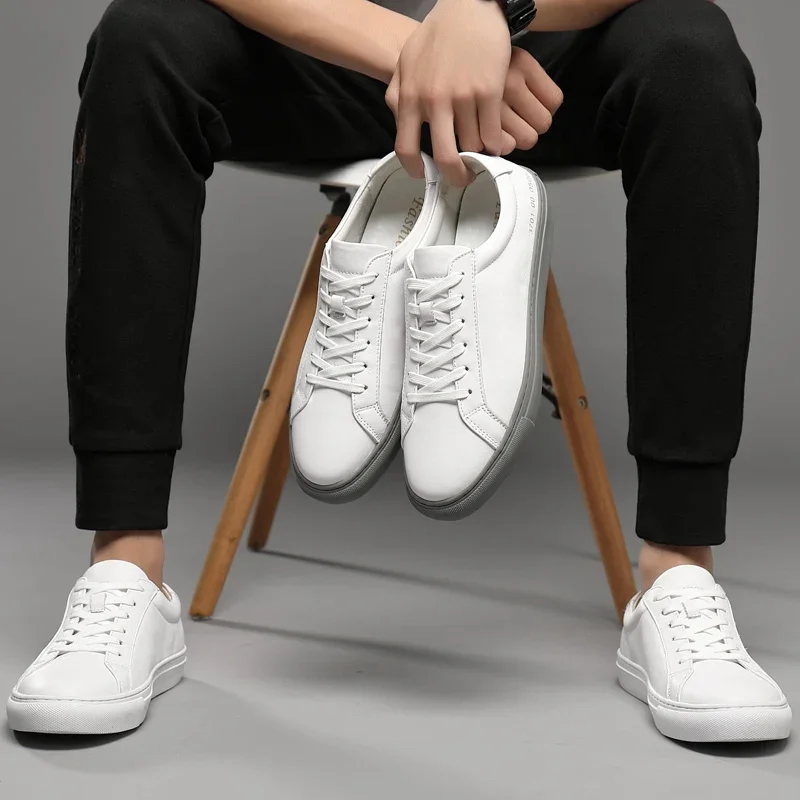Italian Genuine Leather Men's Shoes 2024 Designer White Shoes Comfy Walking Shoes Lace-up Business Outdoor Zapatos Para Hombre 6