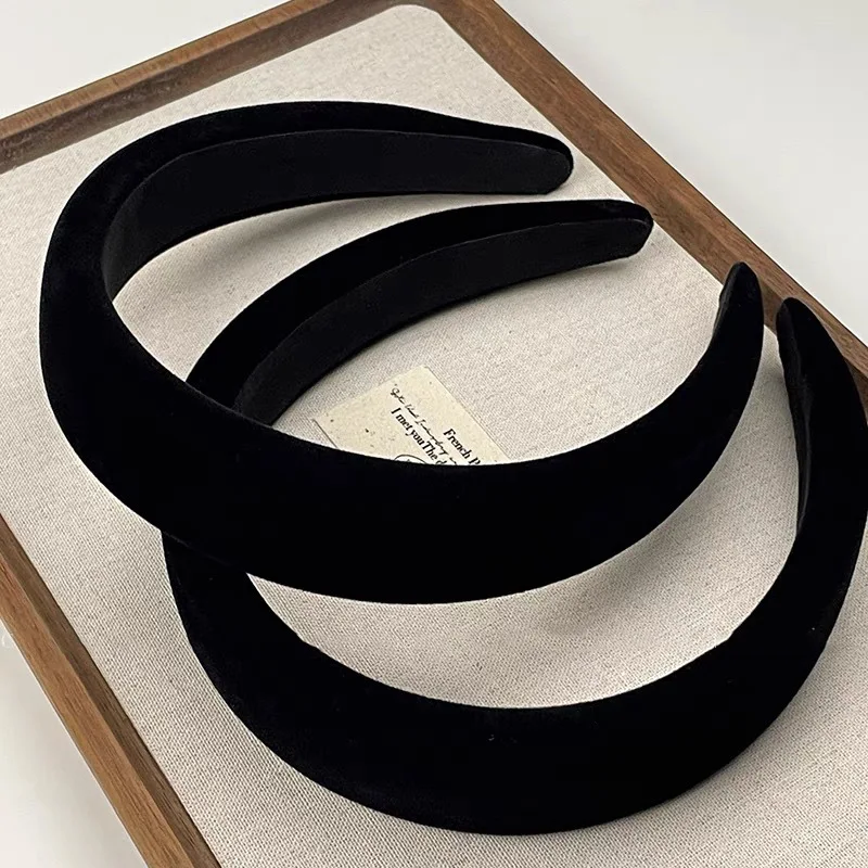Vintage-Samt-Stirnband, breites Kreuz, dünnes, gepolstertes Haarband, einfarbige Stirnbänder, einfacher täglicher Damen-Haarschmuck – Detail 6